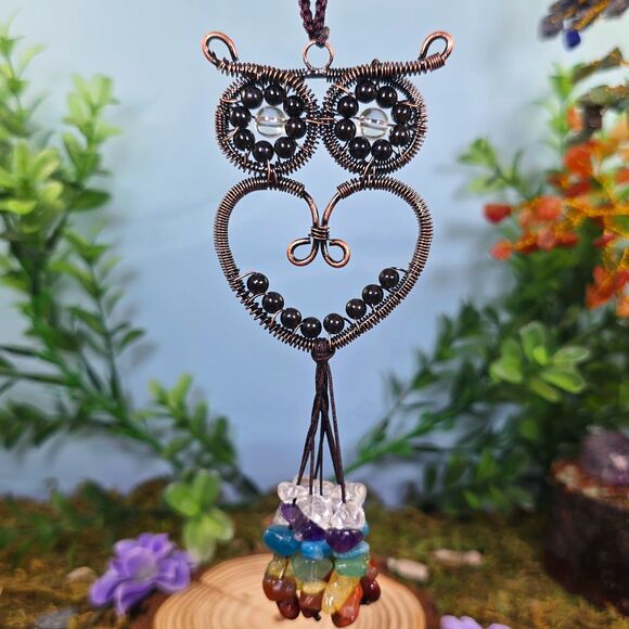 Handmade Obsidian Crystal Owl Décor #84 - Picture 1 of 2